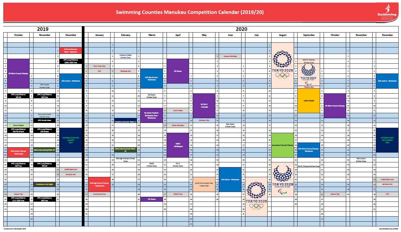 Annual Competition Calendars